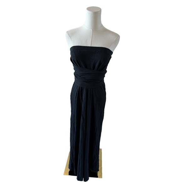 Free People Dresses & Skirts - Free People FP Beach Boho Cotton Hemp Black Wrap Maxi Dress Resort Sz Small